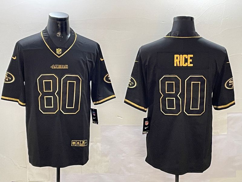 Men San Francisco 49ers #80 Rice Black Gold Throwback 2024 Nike Limited NFL Jersey style 1->san francisco 49ers->NFL Jersey